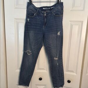 Wallflower Women's Dark Blue Ripped Skinny Jeans